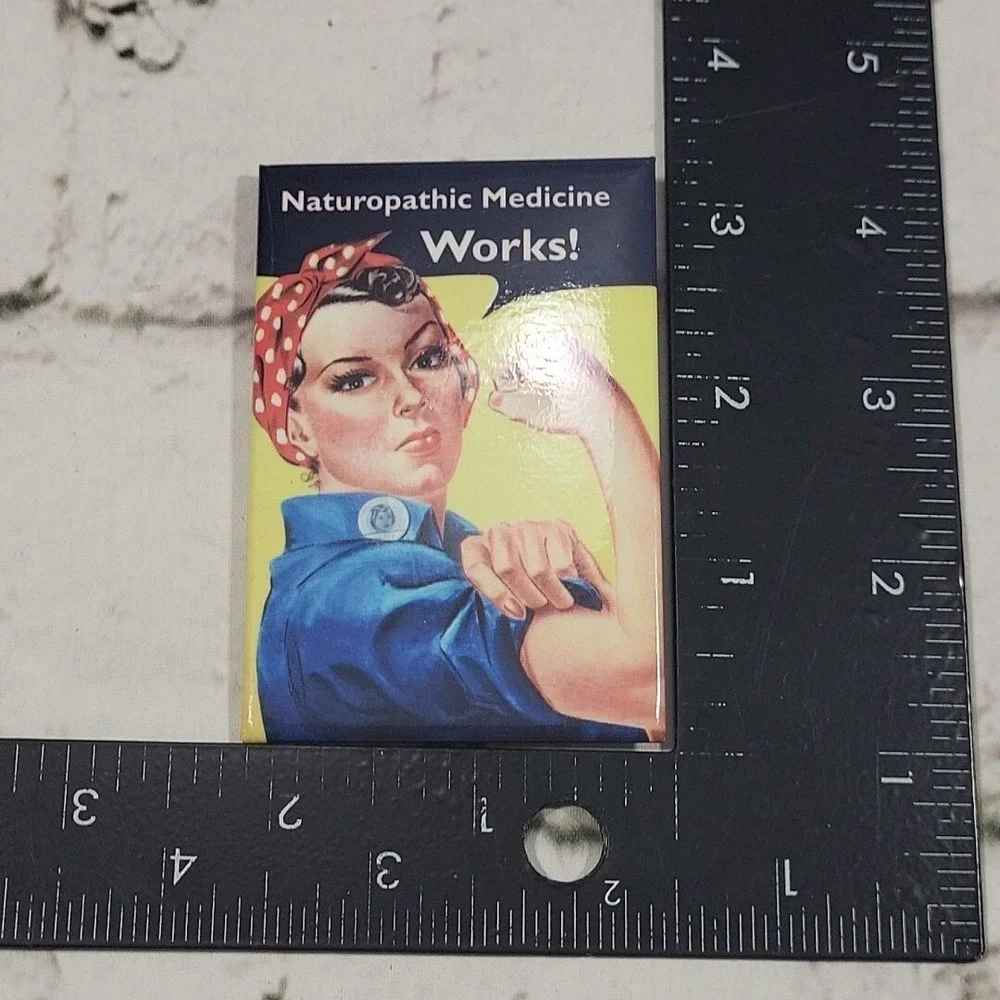Rosie The‎ Riveter Naturopathic Medicine Works Pin-Back Button